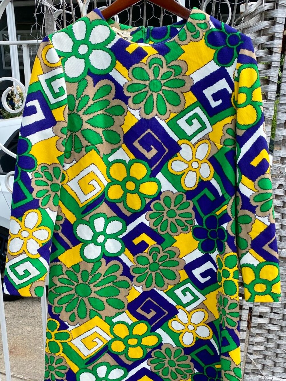 1960s Puritan Forever Young Mini Shift Dress Psychedelic Floral Geometric